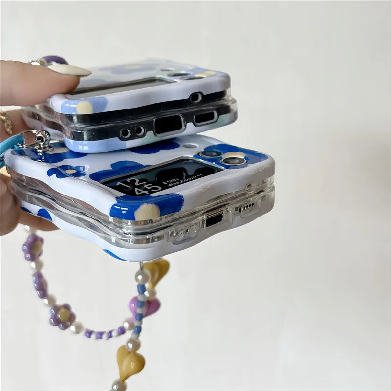 Cute Blue Flower Case for Samsung Galaxy Z Flip 3/4/5