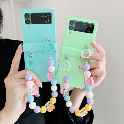 Cute Colorful Flowers Bracelet Phone Case For Samsung Galaxy Z Flip 4
