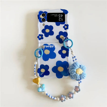 Cute Blue Flower Case for Samsung Galaxy Z Flip 3/4/5