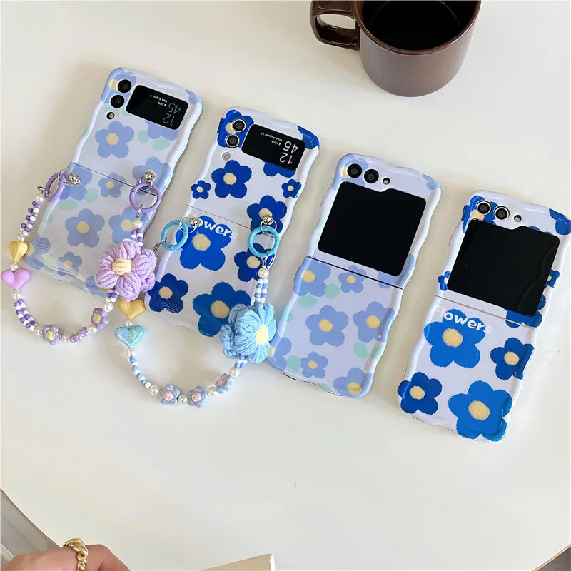 Cute Blue Flower Case for Samsung Galaxy Z Flip 3/4/5