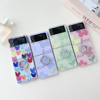 Cute Flower Finger Ring Case for Samsung Galaxy Z Flip 3 & 4