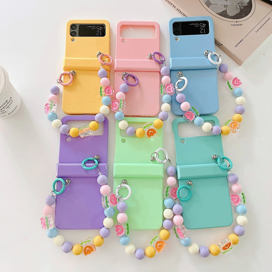 Cute Colorful Flowers Bracelet Phone Case For Samsung Galaxy Z Flip 4