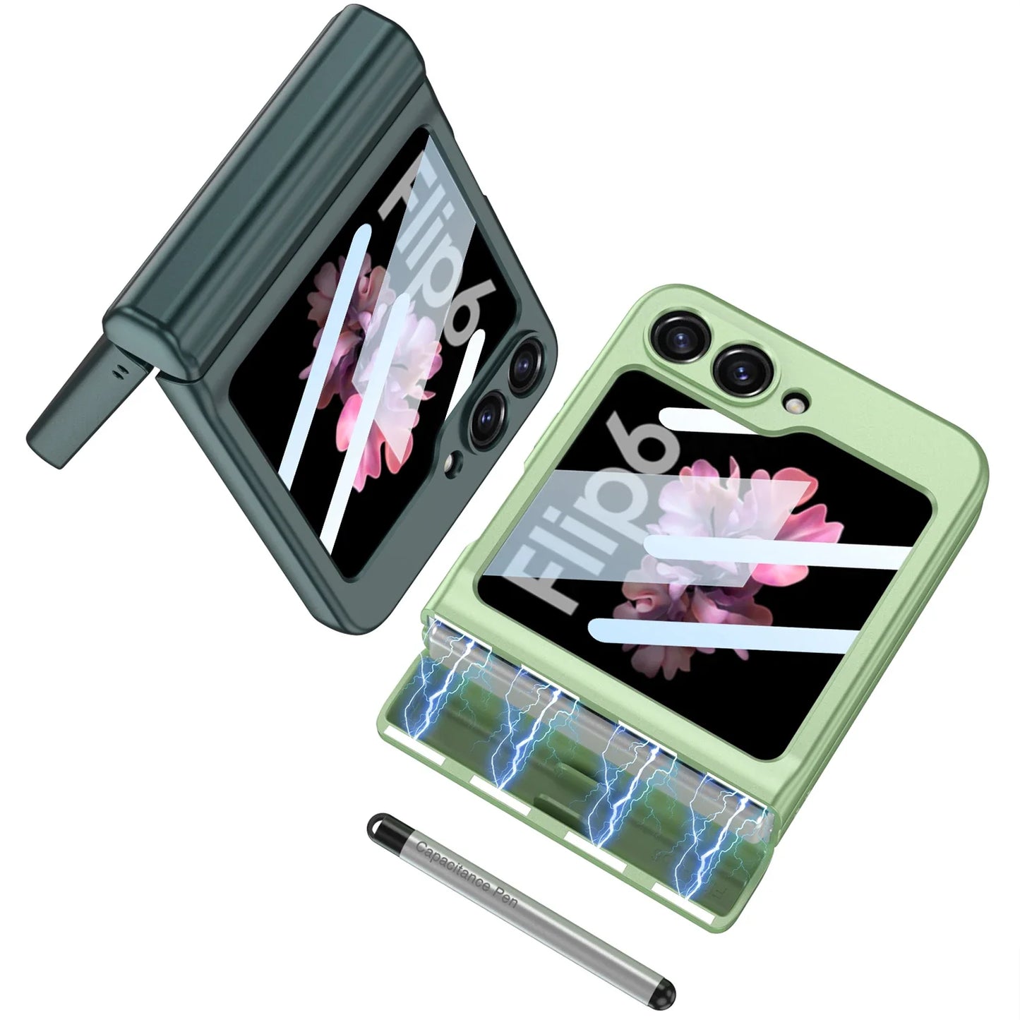 Shockproof Case with Magnetic Hinge Protection and Touch Pen for Samsung Galaxy Z Flip 6