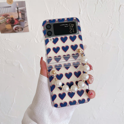 Transparent Case with Pearl Bracelet for Samsung Galaxy Z Flip 4