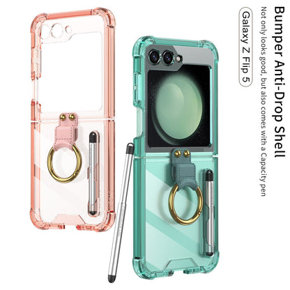Transparent Shockproof Case with Ring holder for Samsung Galaxy Z Flip 5
