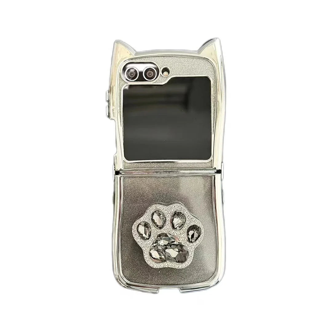 Cute Cat Ear Paw Case For Z Flip