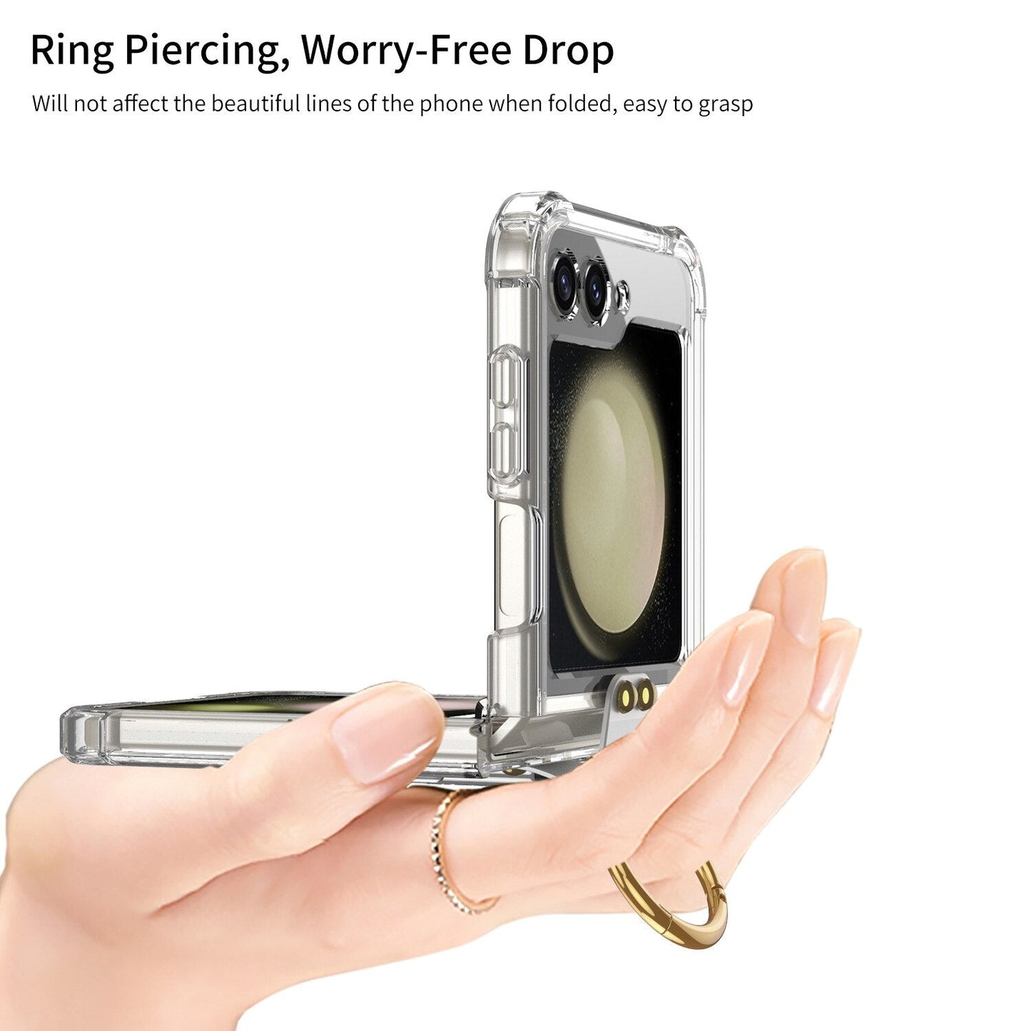 Transparent Shockproof Case with Ring holder for Samsung Galaxy Z Flip 5