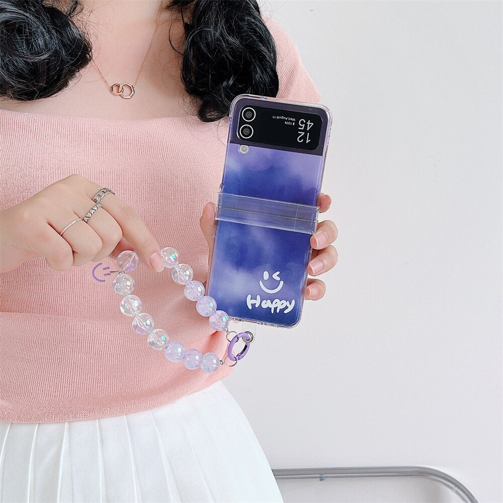 Happy Smile Clear Case  with Bracelet For Samsung Galaxy Z Flip 3 & 4