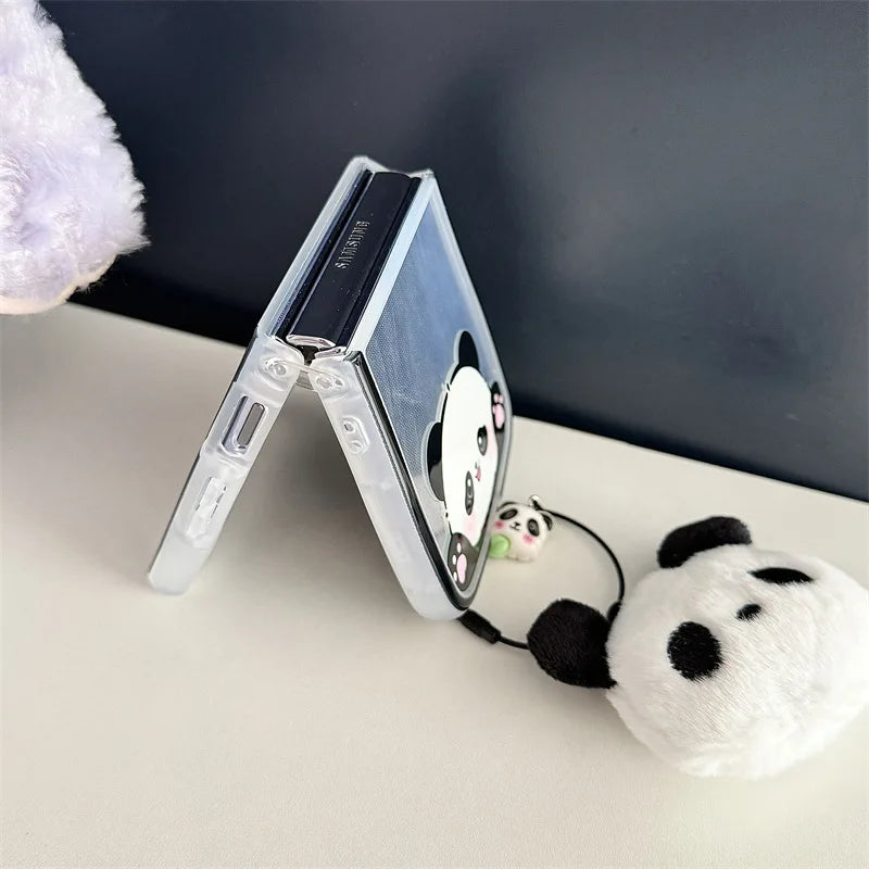 Cute Panda Cat Ears Phone Case for Samsung Galaxy Z Flip 3/4/5/6