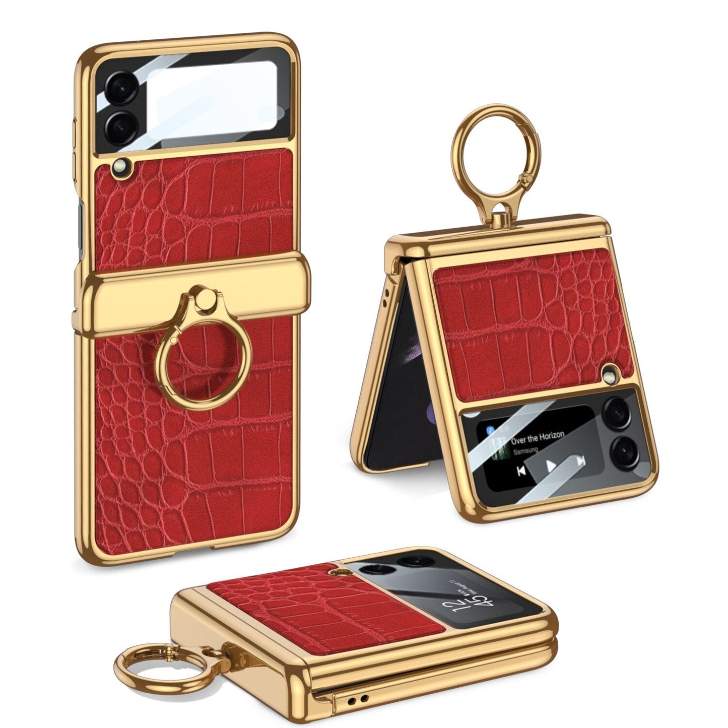 Magnetic Leather Case with Ring Holder For Samsung Galaxy Z Flip 4
