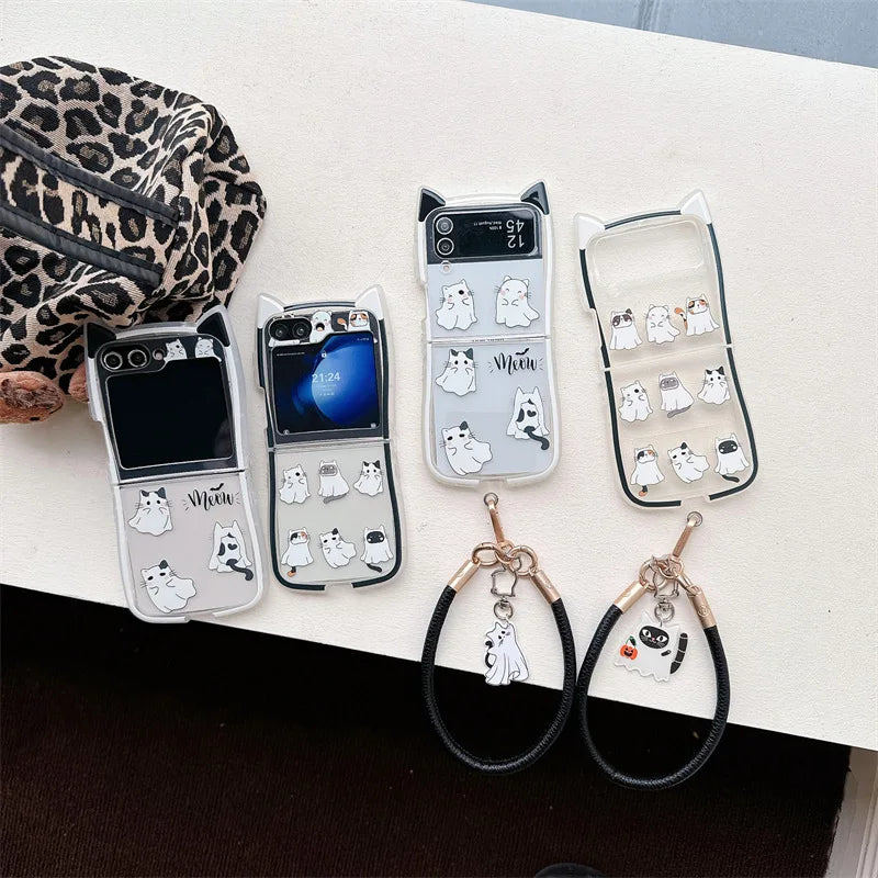 Cute Halloween Cat Ghost Case for Samsung Galaxy Z Flip 3/4/5/6