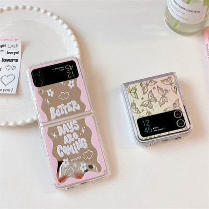 Gradient Butterfly Mirror Case For Galaxy Z Flip 3 & 4