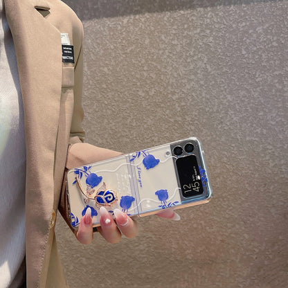 Painted 3D Blue Rose Case for Samsung Galaxy Z Flip 3 & 4
