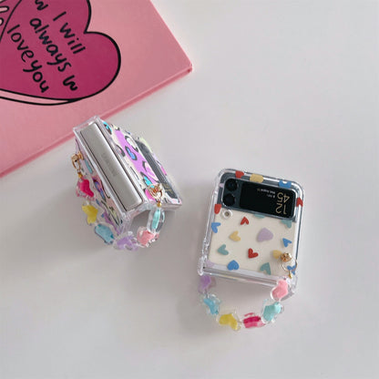 Cute Flower Bracelet Chain Heart Case for Samsung Galaxy Z Flip 4