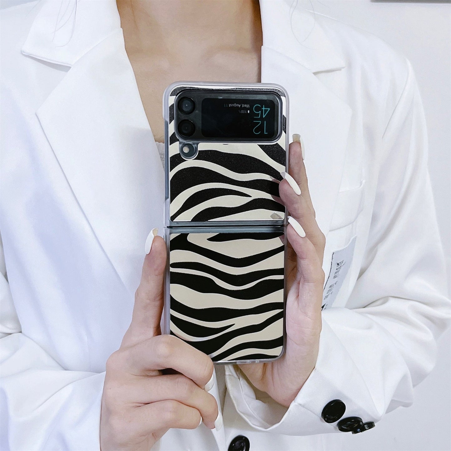 Luxury Zebra Pattern Transparent Case for Samsung Galaxy Z Flip 4
