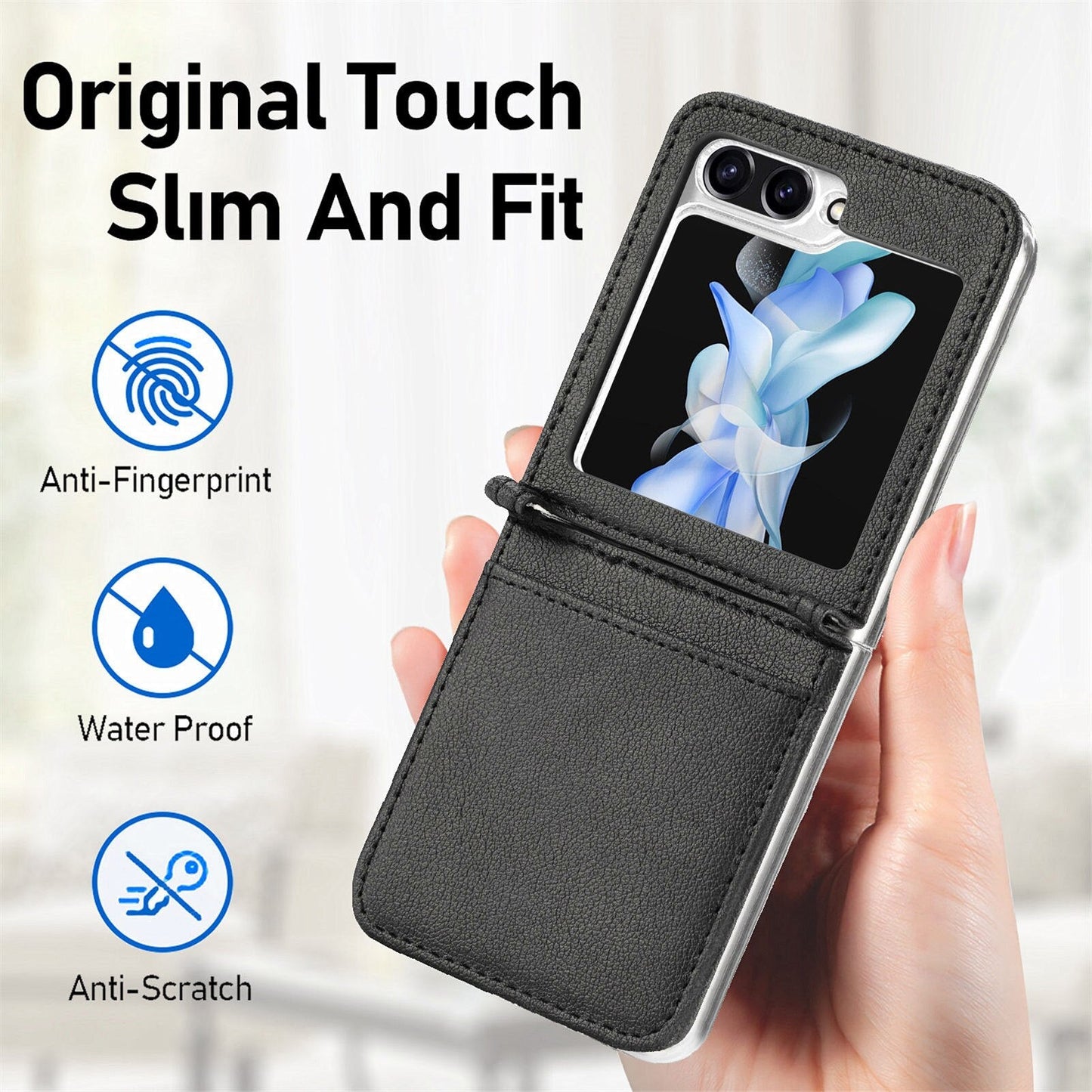 Leather Case with Card Holder For Samsung Galaxy Z Flip 5