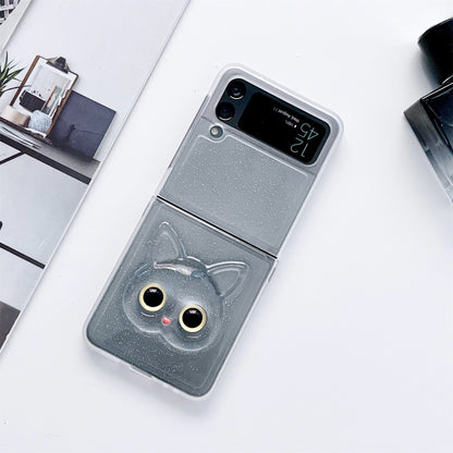 Luxury Cute Cat Transparent Case for Samsung Galaxy Z Flip 4