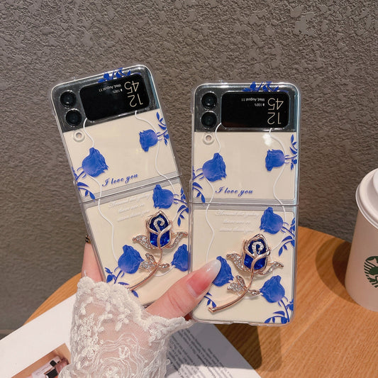 Painted 3D Blue Rose Case for Samsung Galaxy Z Flip 3 & 4