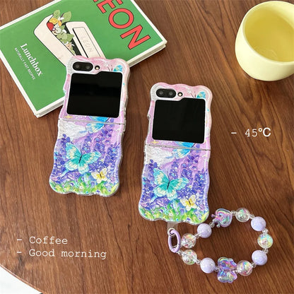 Cute Moon Butterfly Bracelet Phone Case for Samsung Galaxy Z Flip 3/4/5/6
