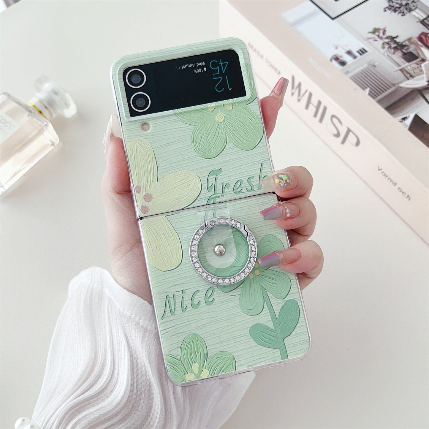 Cute Flower Finger Ring Case for Samsung Galaxy Z Flip 3 & 4