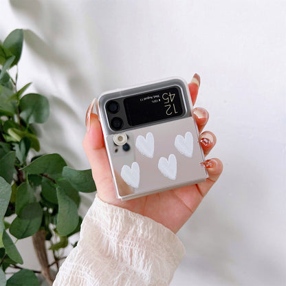 Luxury White Heart Mirror Case for Samsung Galaxy Z Flip 4