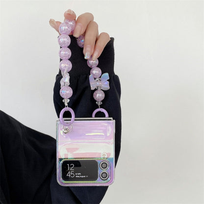 Cute Laser Case with Bead Chain For Samsung Galaxy Z Flip