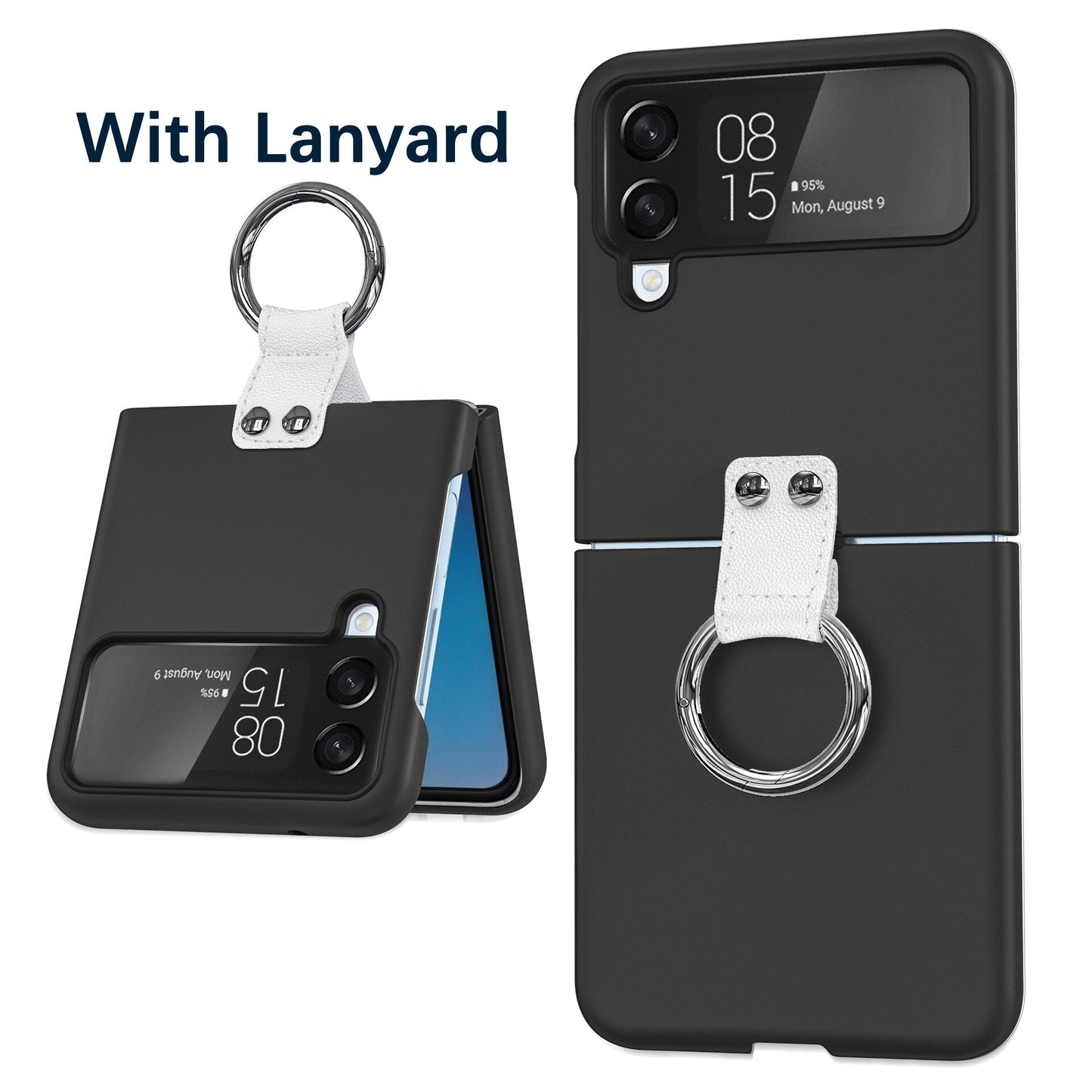 Luxury Ring Holder Case With Lanyard For Samsung Galaxy Z Flip 4
