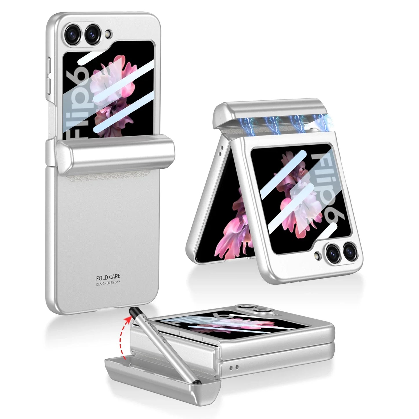 Shockproof Case with Magnetic Hinge Protection and Touch Pen for Samsung Galaxy Z Flip 6