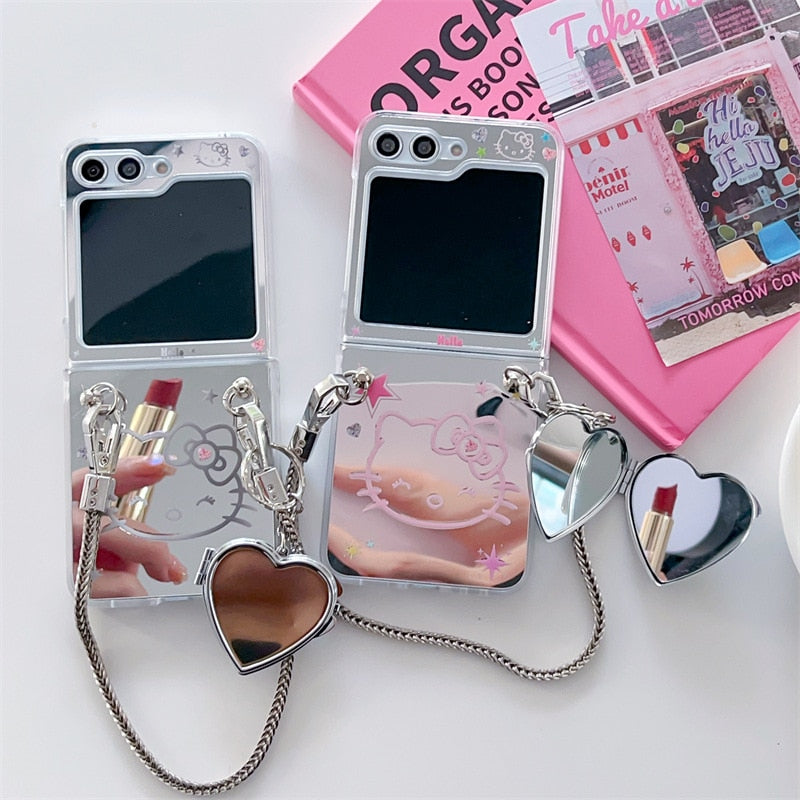 Cute Cartoon Mirror Case For Samsung Galaxy Z Flip 5