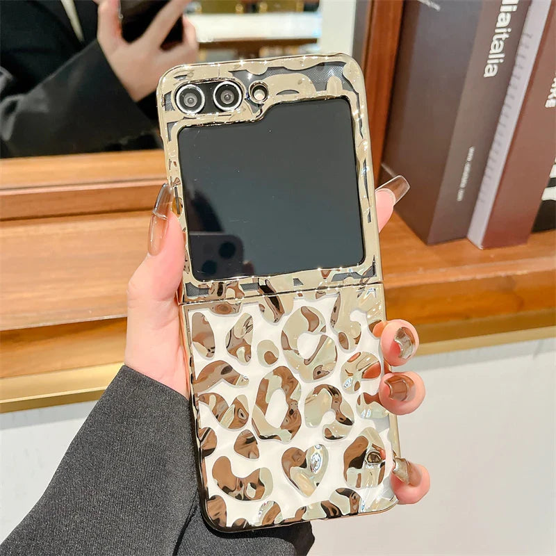 Luxury Leopard Print Phone Case for Samsung Galaxy Z Flip 3/4/5/6