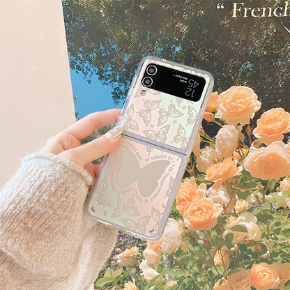 Gradient Butterfly Mirror Case For Galaxy Z Flip 3 & 4