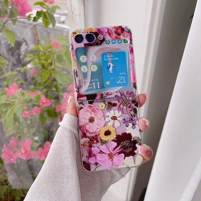 Cute Flowers Painted Case With Bracelet For Samsung Galaxy Z Flip 5