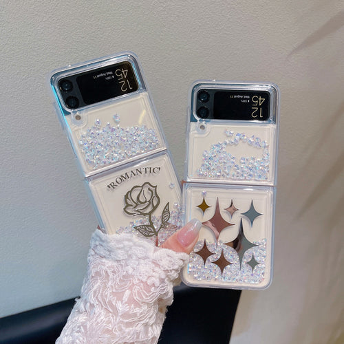 Rose Diamond Quicksand Case for Samsung Galaxy Z Flip 3 & 4