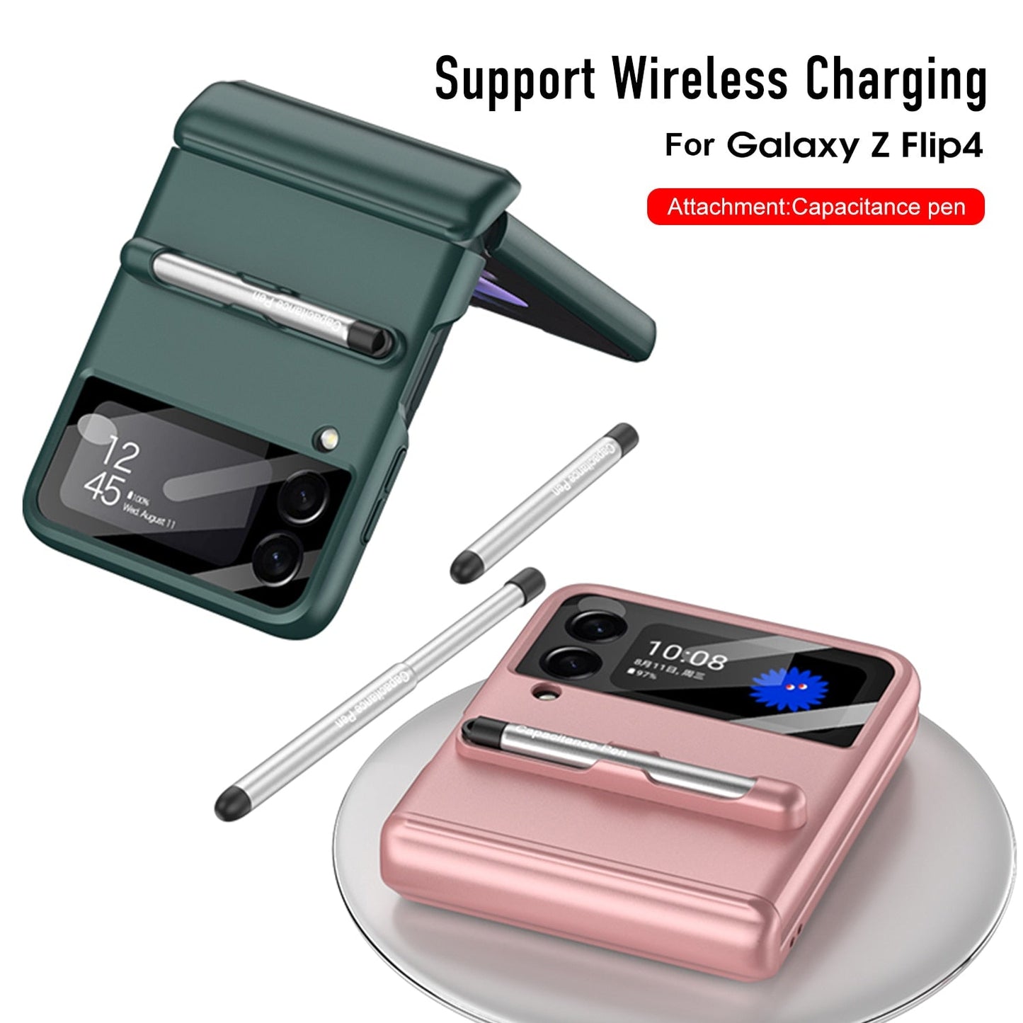 Magnetic Hinge Case with Pen For Samsung Galaxy Z Flip 4