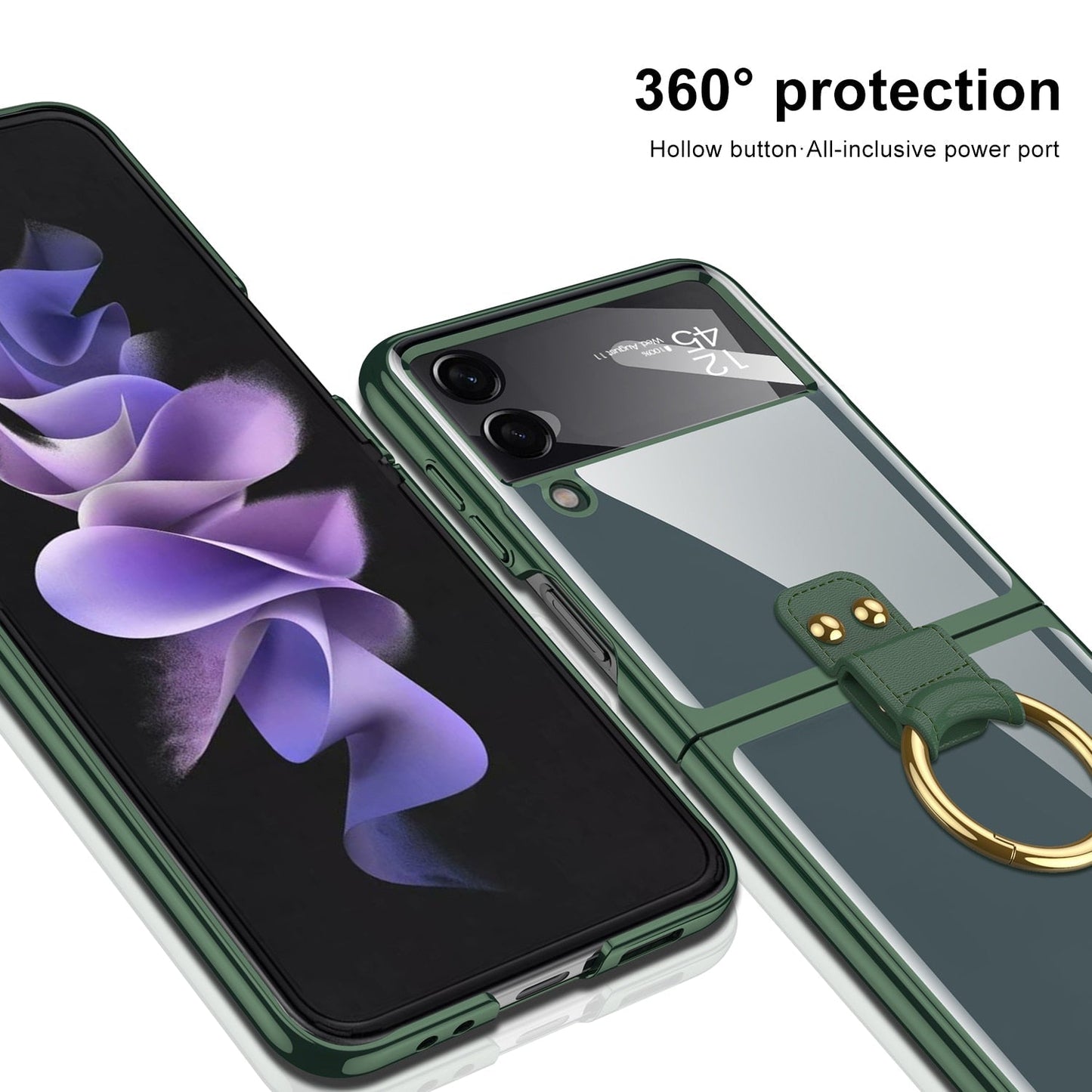 Transparent Case with Ring Holder for Samsung Galaxy Z Flip 4