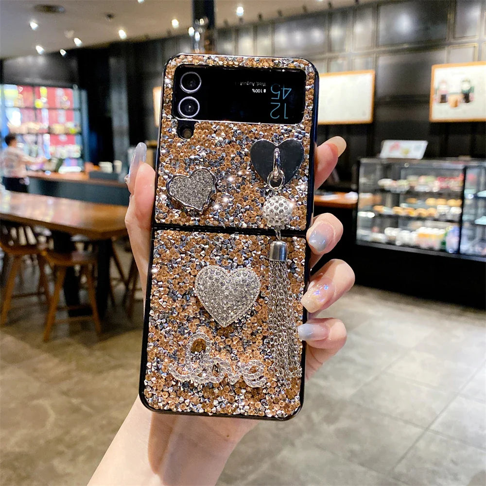 Luxury Heart Diamond Case for Samsung Galaxy Z Flip 3/4/5