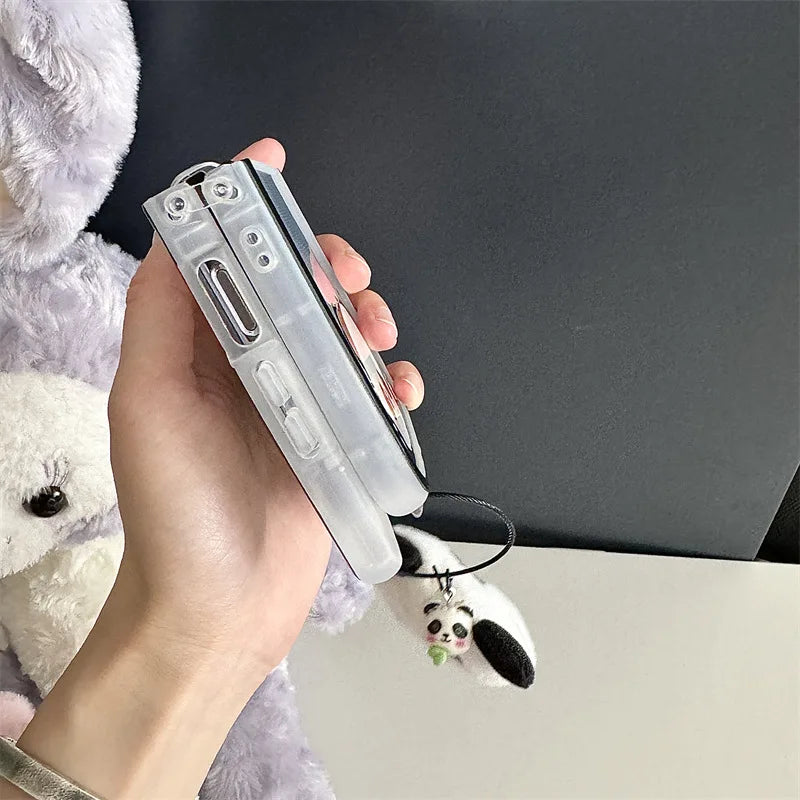 Cute Panda Cat Ears Phone Case for Samsung Galaxy Z Flip 3/4/5/6