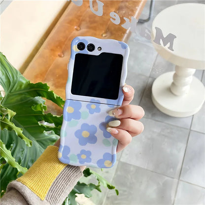 Cute Blue Flower Case for Samsung Galaxy Z Flip 3/4/5