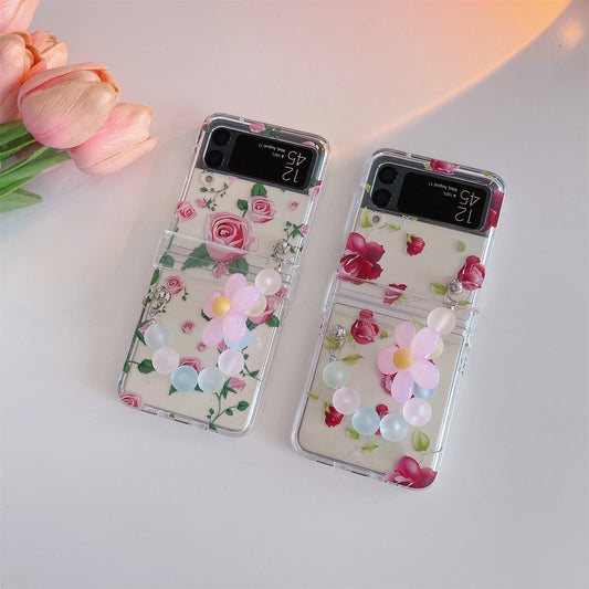 Cute Rose Flower Bracelet Case for Samsung Galaxy Z Flip 4