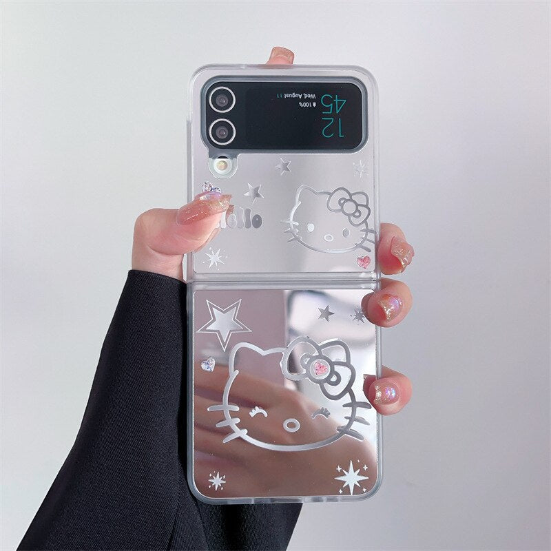 Cute Cartoon Mirror Case For Samsung Galaxy Z Flip 5