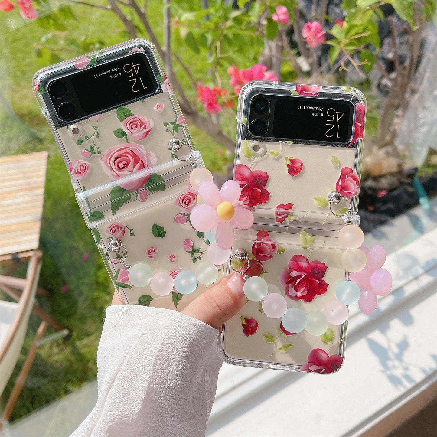 Cute Rose Flower Bracelet Case for Samsung Galaxy Z Flip 4