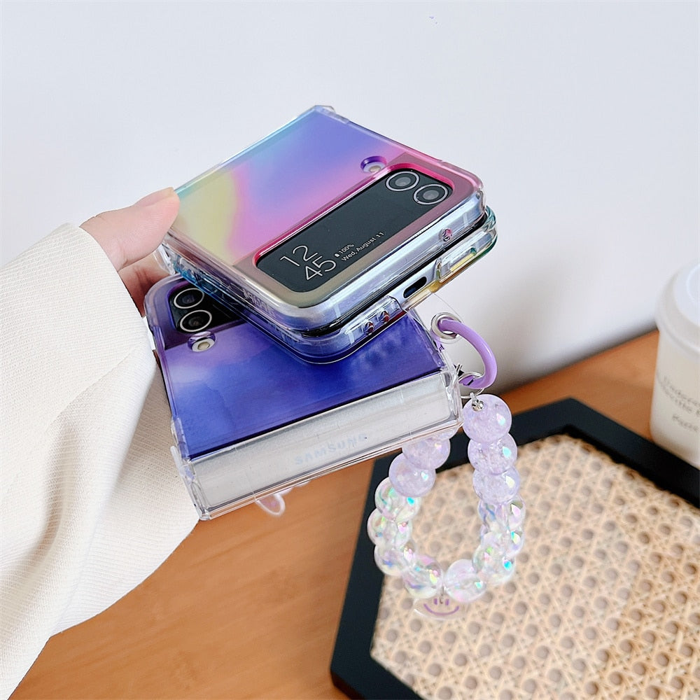 Happy Smile Clear Case  with Bracelet For Samsung Galaxy Z Flip 3 & 4