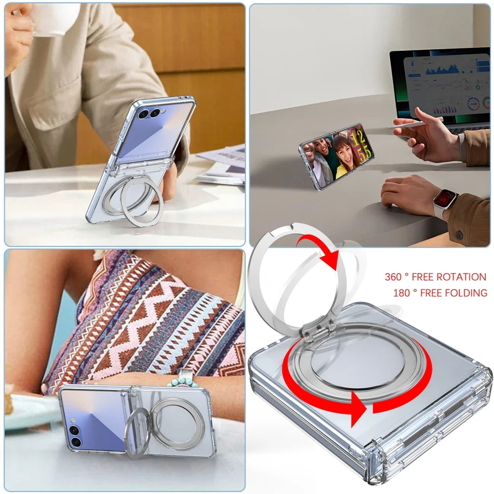 Clear Magnetic Ring Kickstand Cover