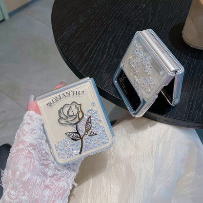 Rose Diamond Quicksand Case for Samsung Galaxy Z Flip 3 & 4