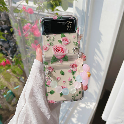 Cute Rose Flower Bracelet Case for Samsung Galaxy Z Flip 4