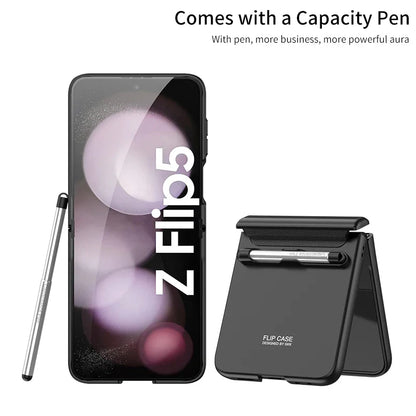 Magnetic Hinge Protection Case With Touch Pen For Galaxy Z Flip 5
