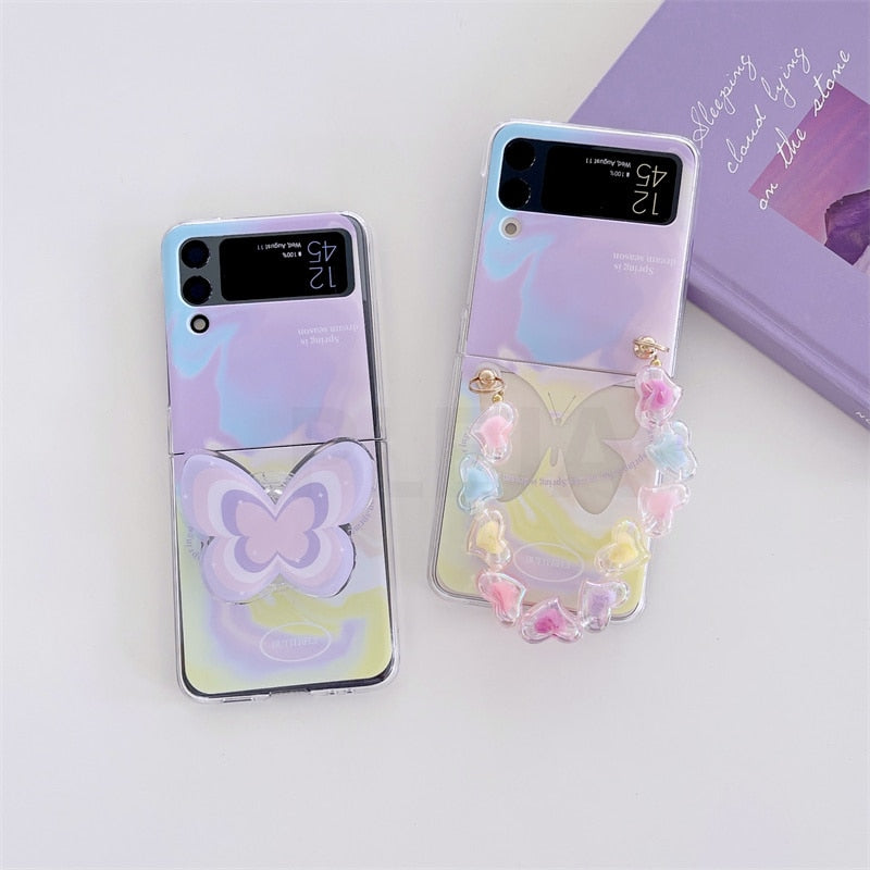 Cute Butterfly Bracelet Phone Stand Case For Samsung Galaxy Z Flip 4