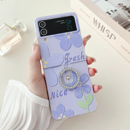 Cute Flower Finger Ring Case for Samsung Galaxy Z Flip 3 & 4