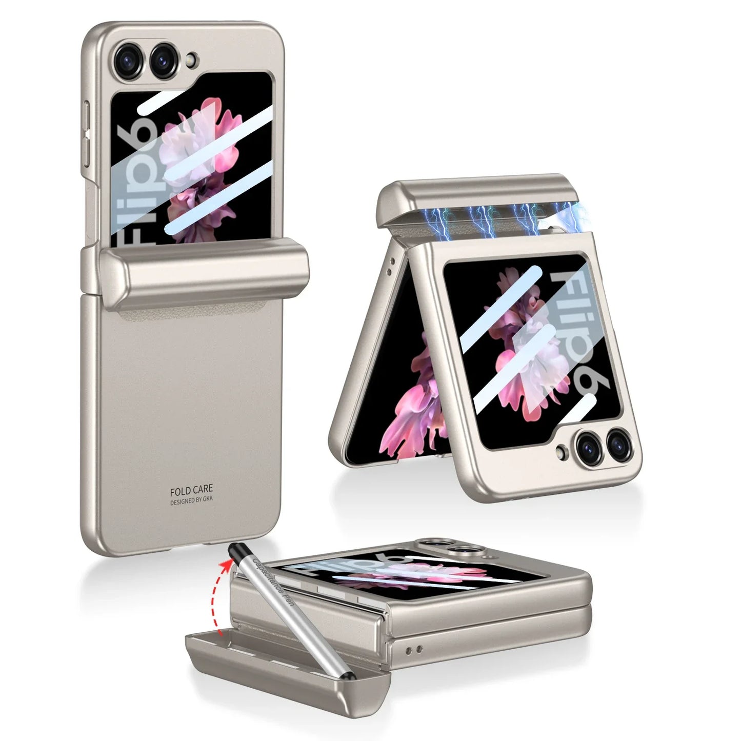 Shockproof Case with Magnetic Hinge Protection and Touch Pen for Samsung Galaxy Z Flip 6