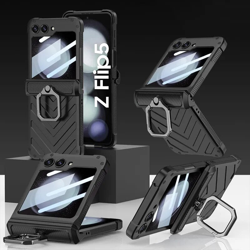 Magnetic Shockproof Case with Ring Holder For Galaxy Z Flip 5